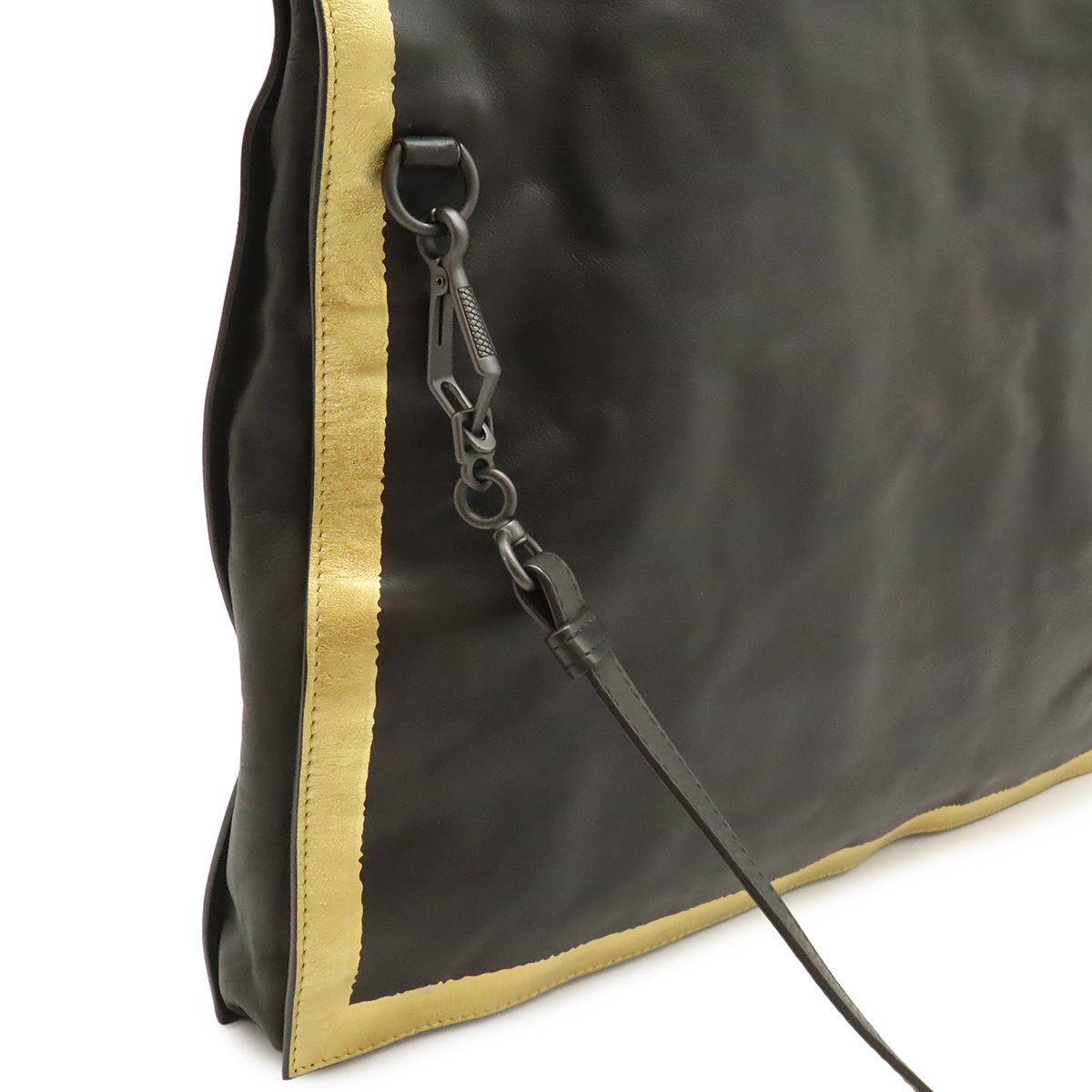 Bottega Veneta Tote Shoulder Bag Crossbody 2-Way Leather Dark Brown Gold with — view 6
