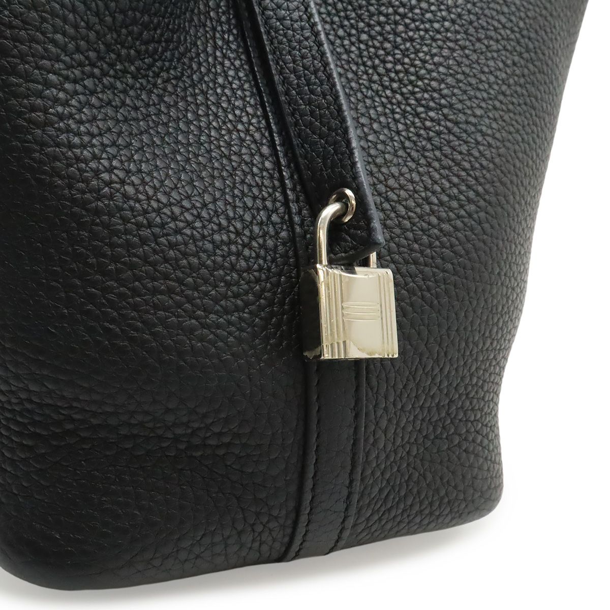 Hermes Picotin Lock PM Tresage de Cuir Tote Veau Epsom Noir Black — view 7