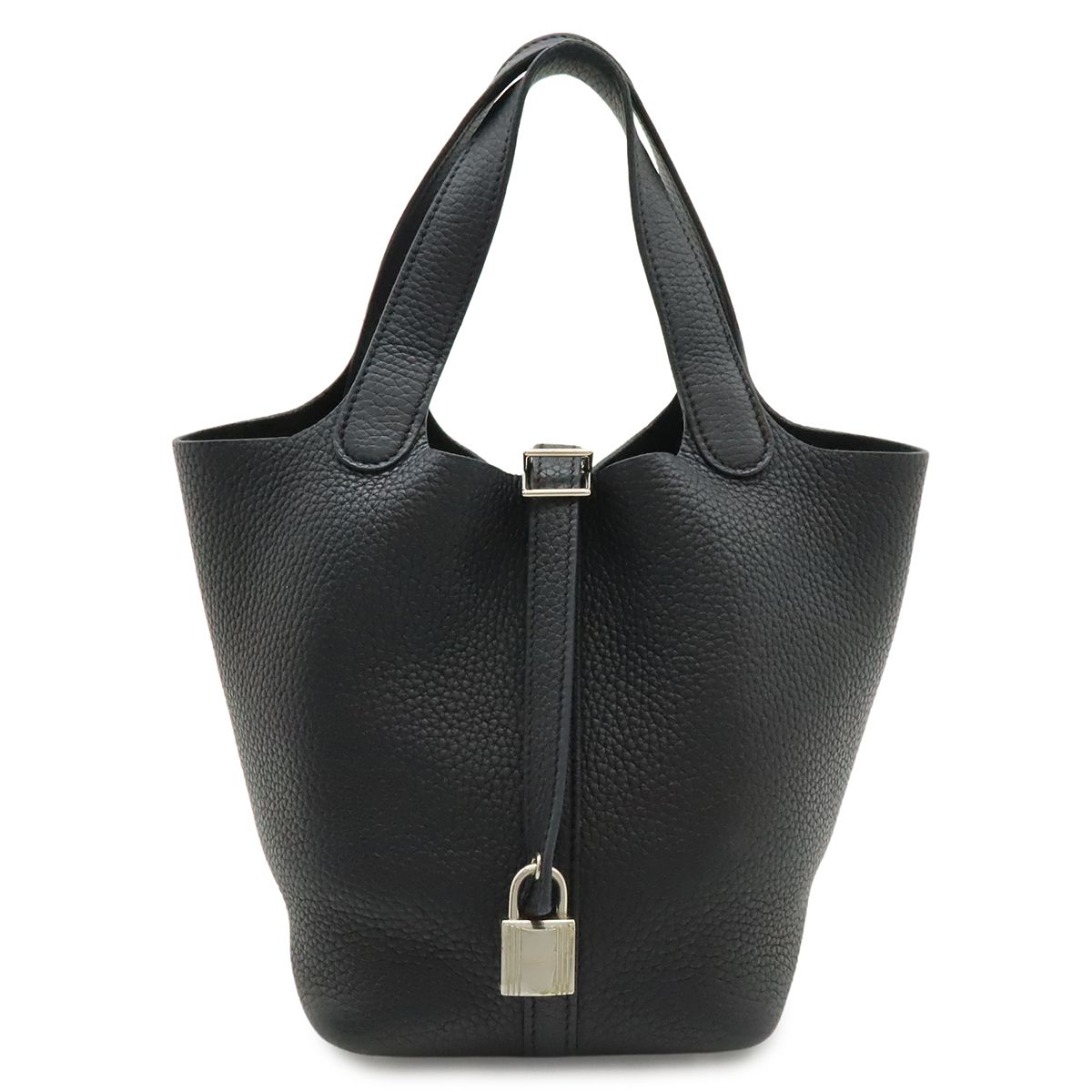 Hermes Picotin Lock PM Tresage de Cuir Tote Veau Epsom Noir Black