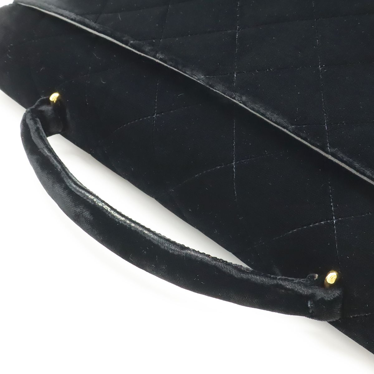Chanel Quilted CC Logo Business Briefcase Handbag Velour Velvet Leather Black — view 4