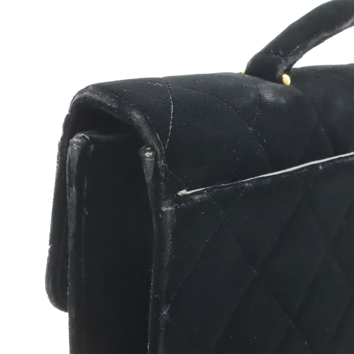 Chanel Quilted CC Logo Business Briefcase Handbag Velour Velvet Leather Black — view 5