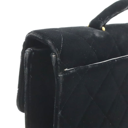 Chanel Quilted CC Logo Business Briefcase Handbag Velour Velvet Leather Black — view 5