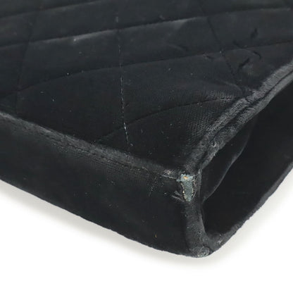 Chanel Quilted CC Logo Business Briefcase Handbag Velour Velvet Leather Black — view 3