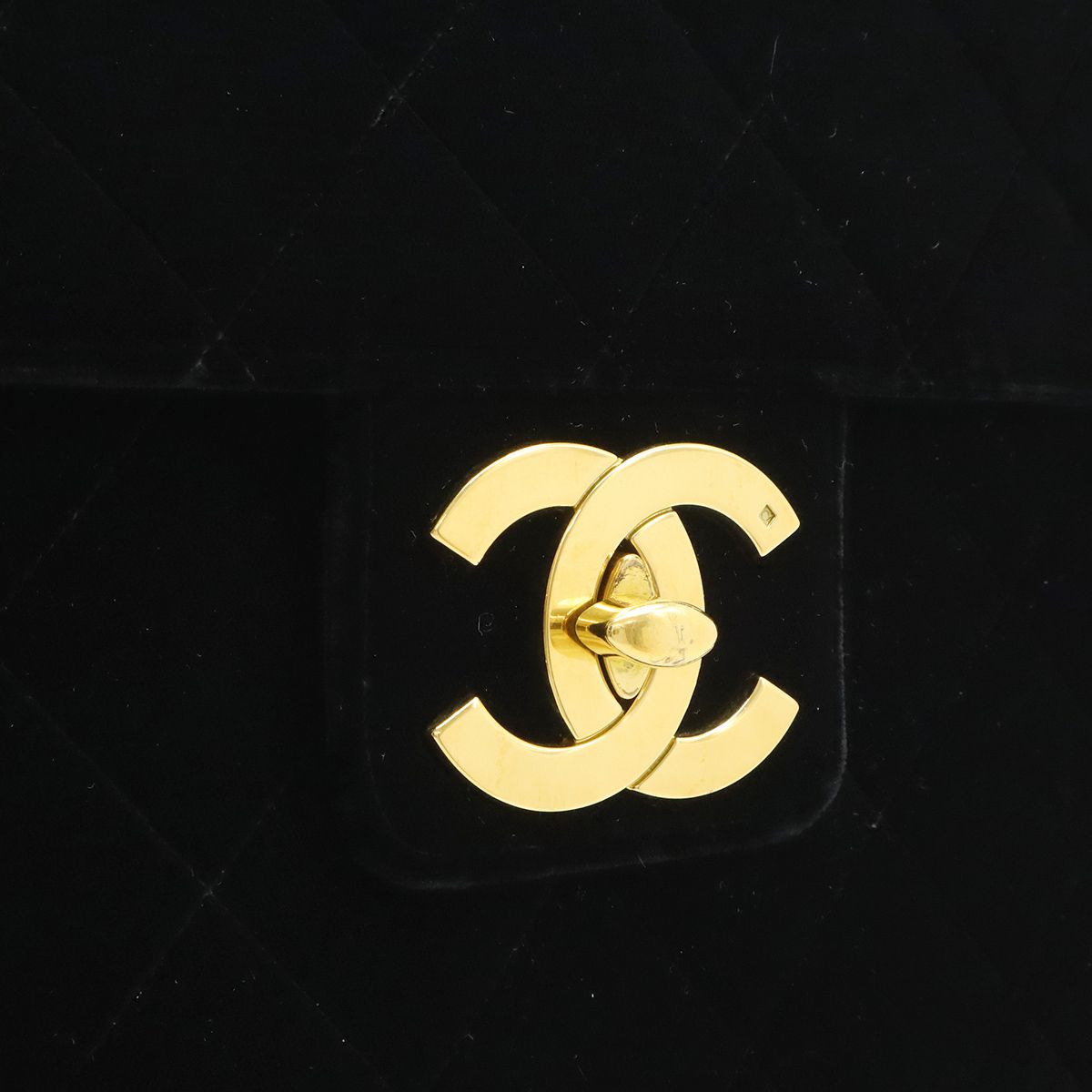 Chanel Quilted CC Logo Business Briefcase Handbag Velour Velvet Leather Black — view 8