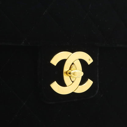 Chanel Quilted CC Logo Business Briefcase Handbag Velour Velvet Leather Black — view 8