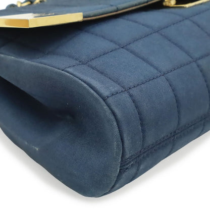 Chanel 2.55 Choco Bar Chain Shoulder Bag Canvas Leather Blue Navy Gold — view 3