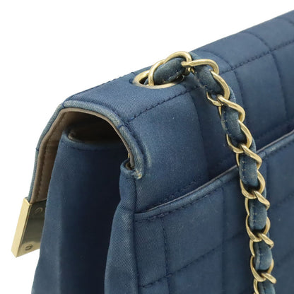 Chanel 2.55 Choco Bar Chain Shoulder Bag Canvas Leather Blue Navy Gold — view 4