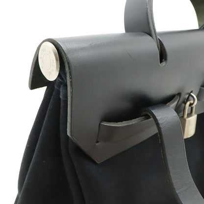 Hermes Herbag a Dos PM Backpack 2-Way Handbag Toile Officier Leather Black — view 5