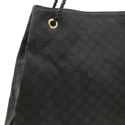 Gucci GG Nylon Tote Shoulder Bag Leather Black Gold — view 7