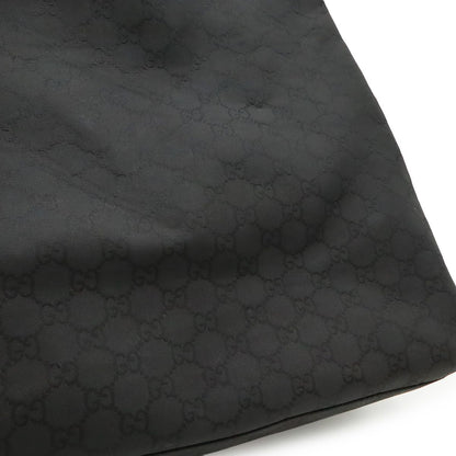 Gucci GG Nylon Tote Shoulder Bag Leather Black Gold — view 8