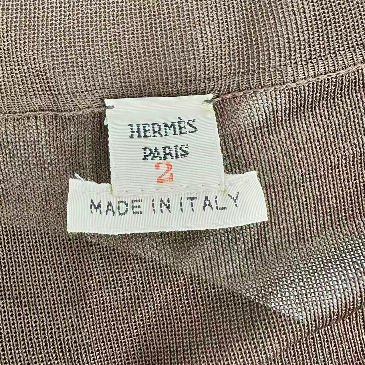 Hermes Top Ensemble Sheer Knit Cardigan Vest Brown — view 8