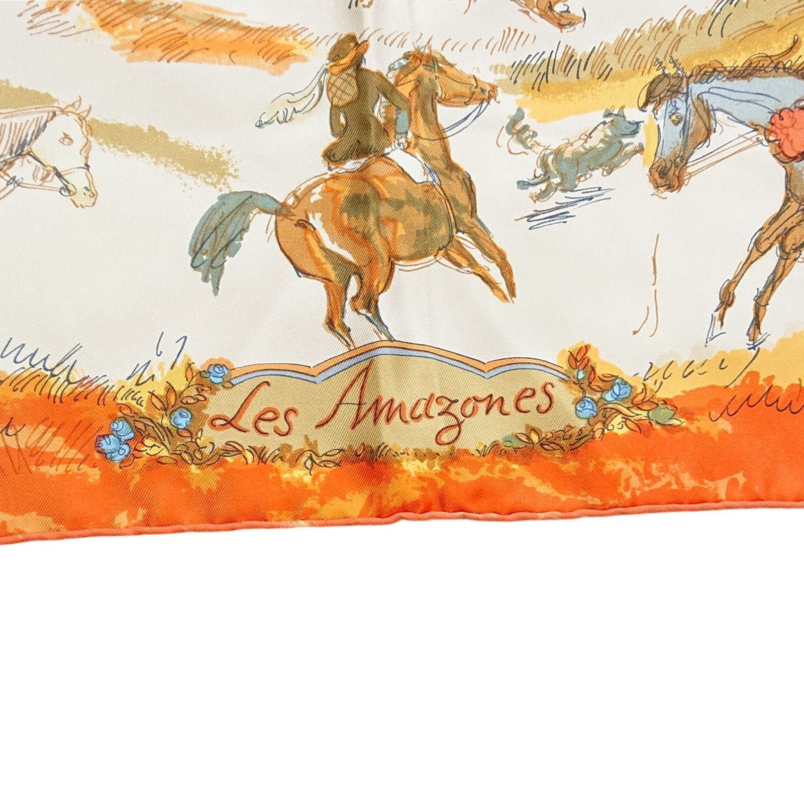 Hermes Carre 90 Silk Scarf Amazones Orange — view 7