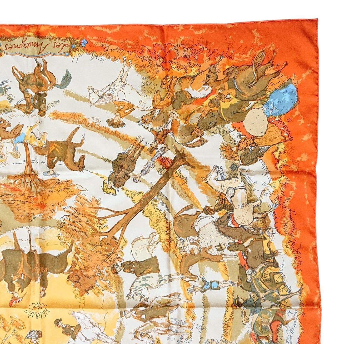 Hermes Carre 90 Silk Scarf Amazones Orange — view 3