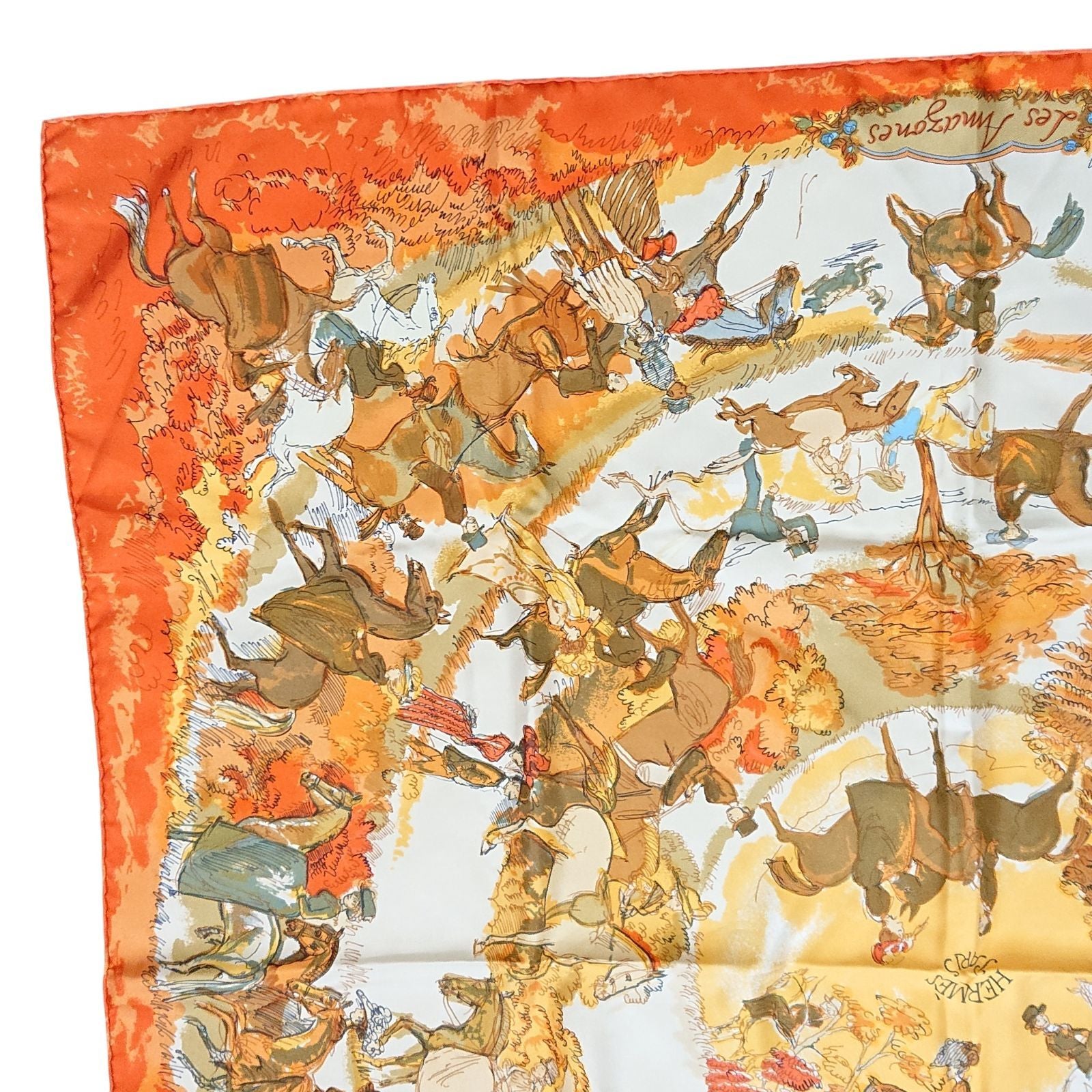 Hermes Carre 90 Silk Scarf Amazones Orange — view 4