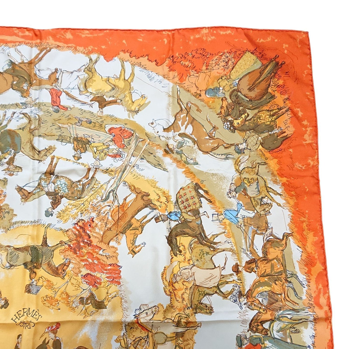 Hermes Carre 90 Silk Scarf Amazones Orange — view 6