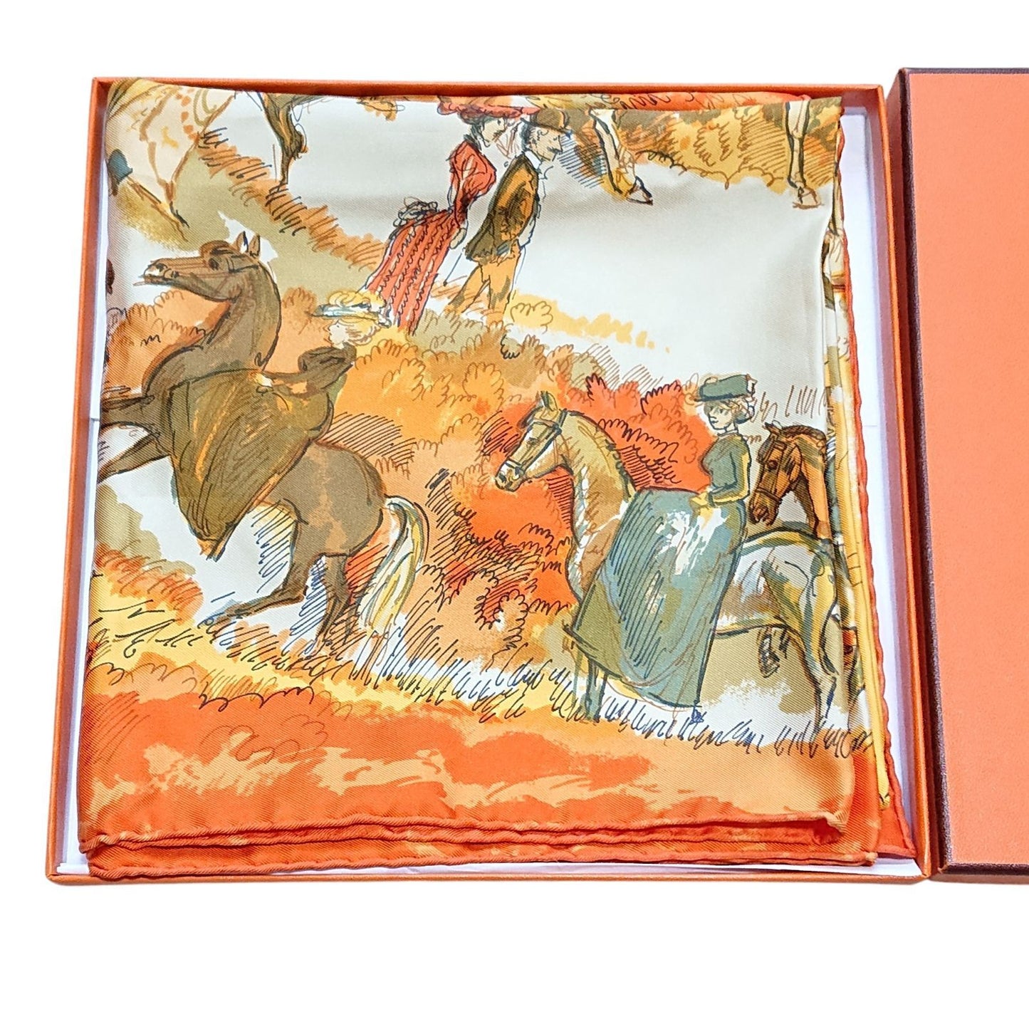 Hermes Carre 90 Silk Scarf Amazones Orange
