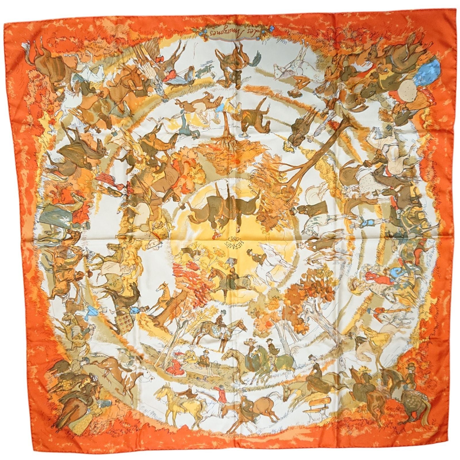 Hermes Carre 90 Silk Scarf Amazones Orange — view 2