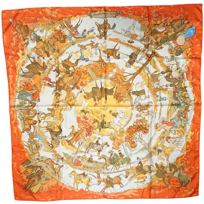 Hermes Carre 90 Silk Scarf Amazones Orange — view 2