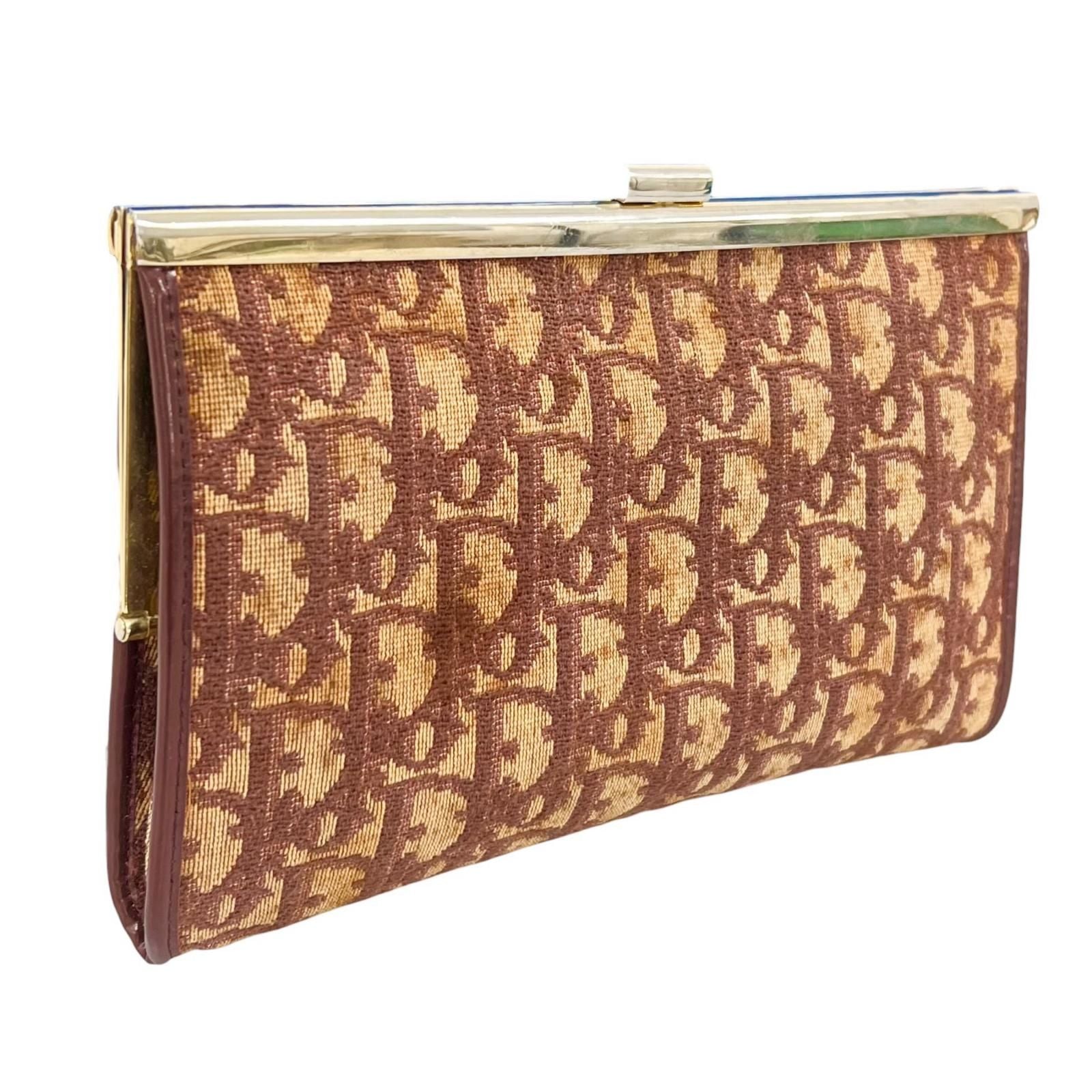 Dior Vintage Clutch Canvas Brown Trotter Pattern — view 3