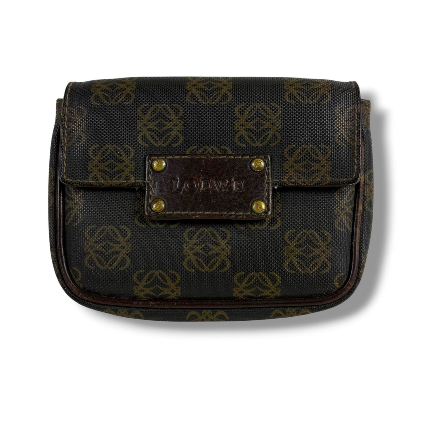 Loewe Repeat Anagram Logo Waist Pouch Mini Shoulder Bag Pochette Brown Black — view 3