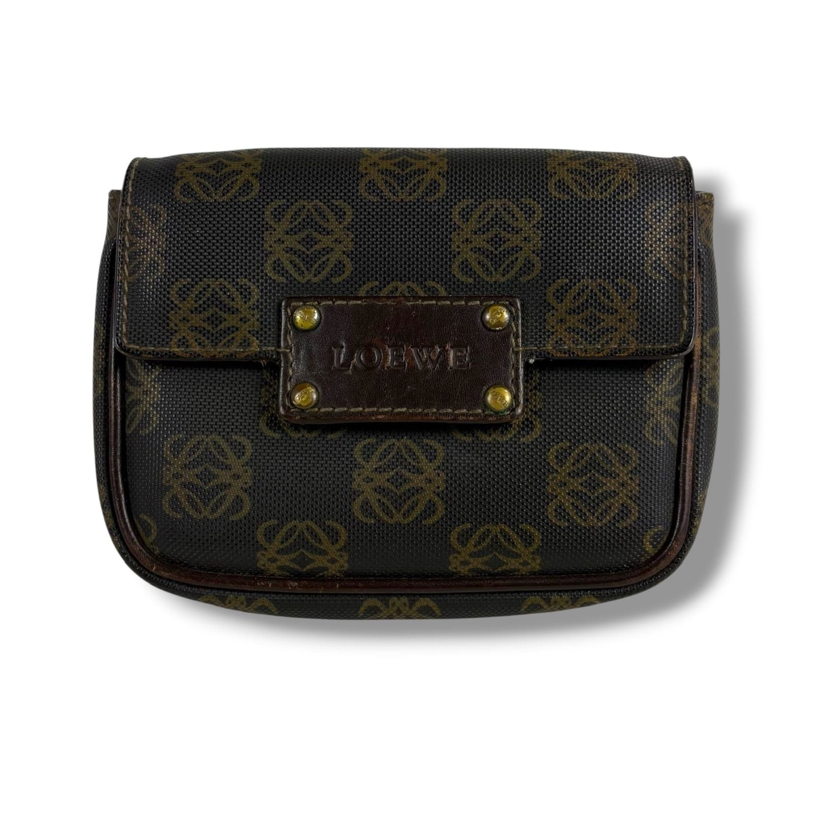 Loewe Repeat Anagram Logo Waist Pouch Mini Shoulder Bag Pochette Brown Black — view 3