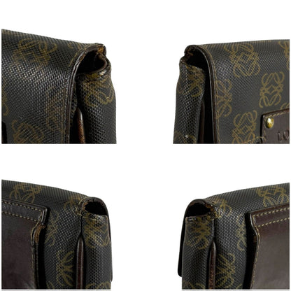 Loewe Repeat Anagram Logo Waist Pouch Mini Shoulder Bag Pochette Brown Black — view 6