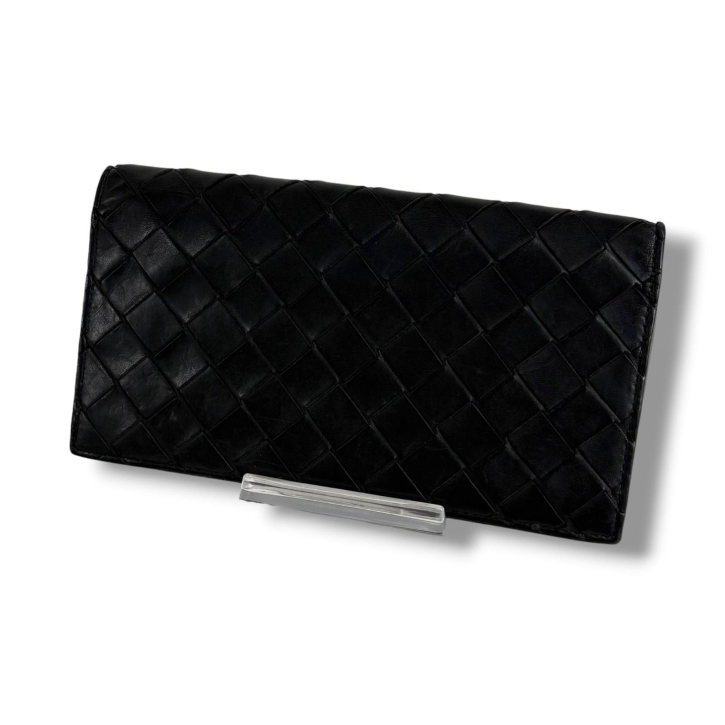 Bottega Veneta Bicolor Bifold Wallet Intrecciato Leather Black Green