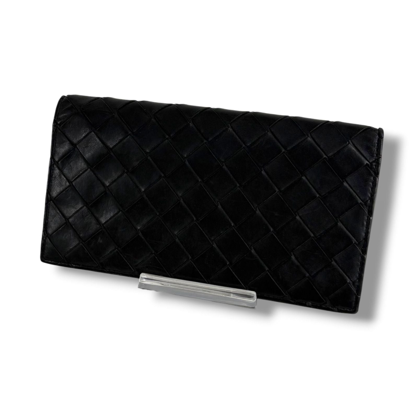 Bottega Veneta Bicolor Bifold Wallet Intrecciato Leather Black Green