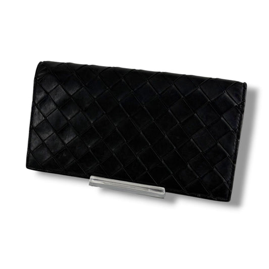 Bottega Veneta Bicolor Bifold Wallet Intrecciato Leather Black Green