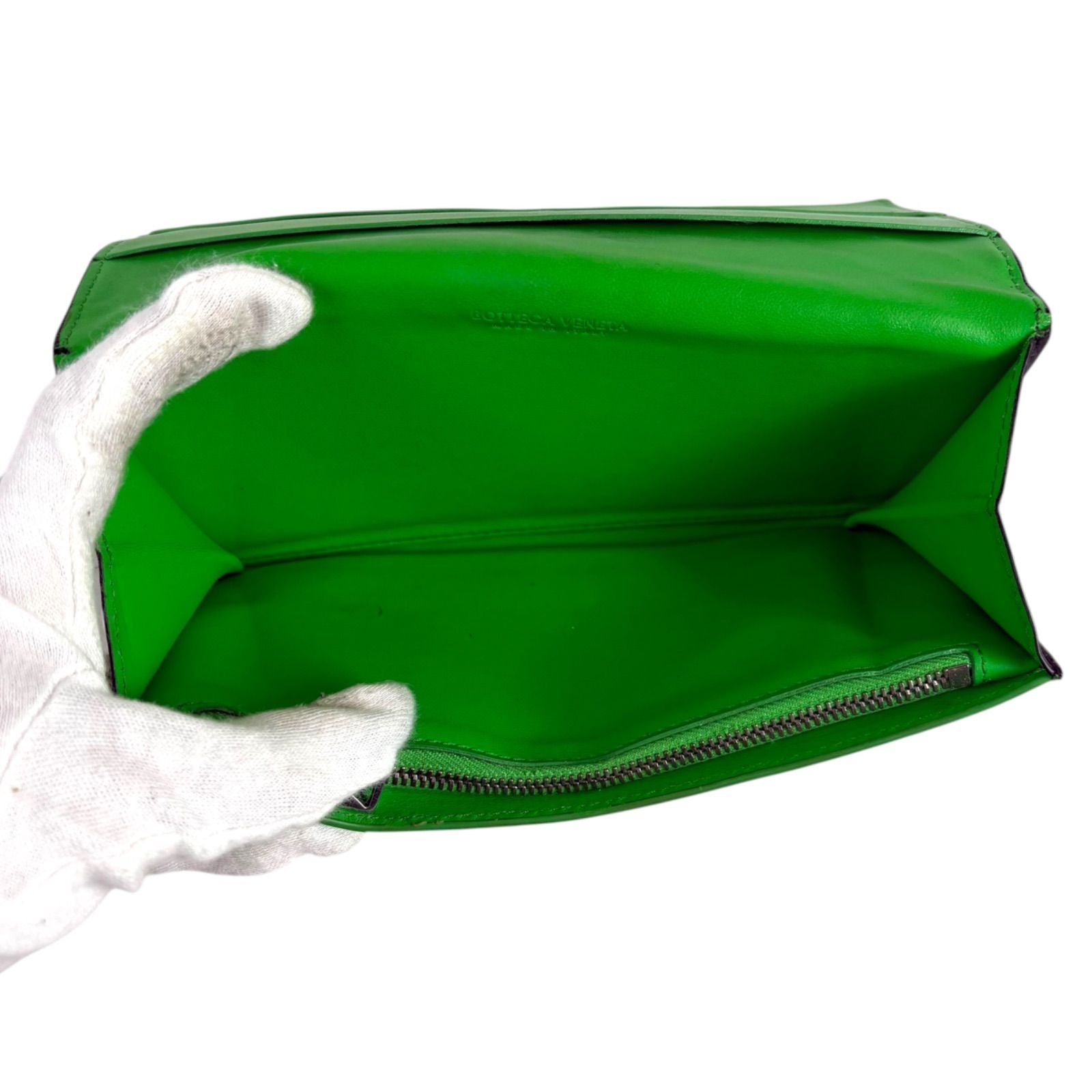 Bottega Veneta Bicolor Bifold Wallet Intrecciato Leather Black Green — view 8