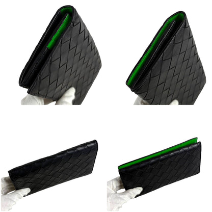 Bottega Veneta Bicolor Bifold Wallet Intrecciato Leather Black Green — view 5