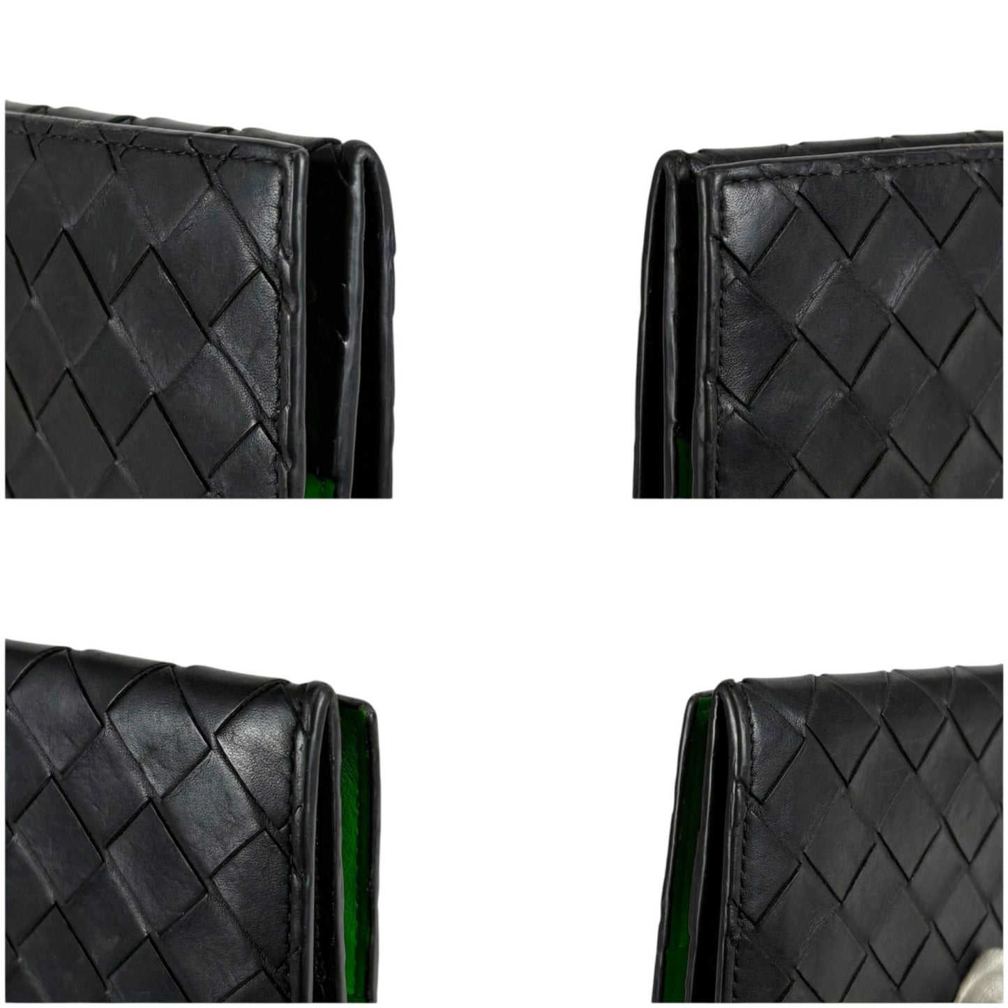 Bottega Veneta Bicolor Bifold Wallet Intrecciato Leather Black Green — view 7