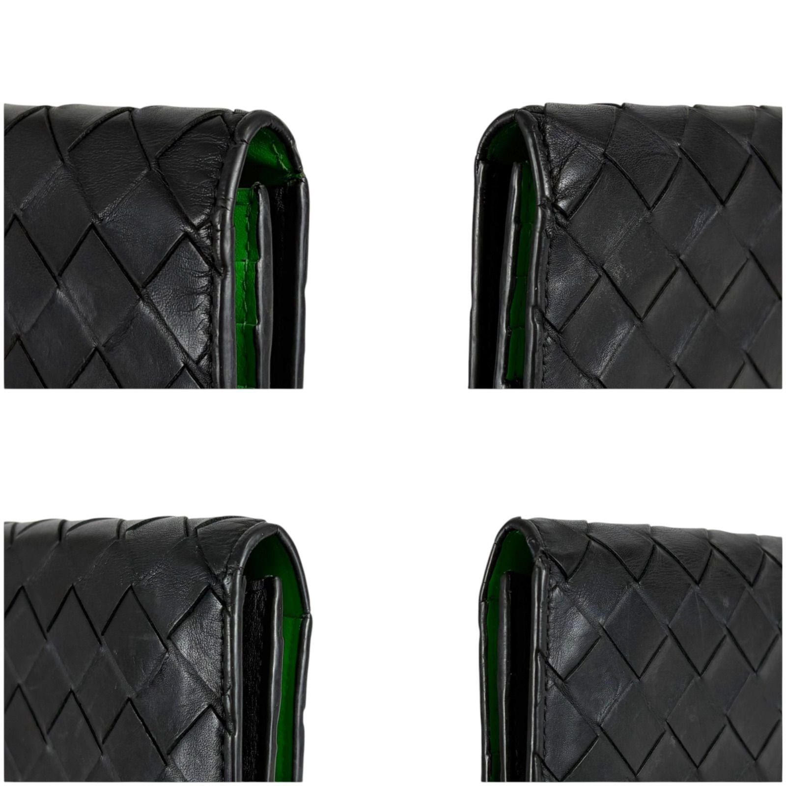 Bottega Veneta Bicolor Bifold Wallet Intrecciato Leather Black Green — view 6