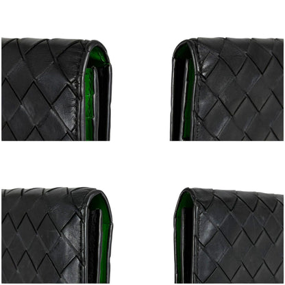 Bottega Veneta Bicolor Bifold Wallet Intrecciato Leather Black Green — view 6
