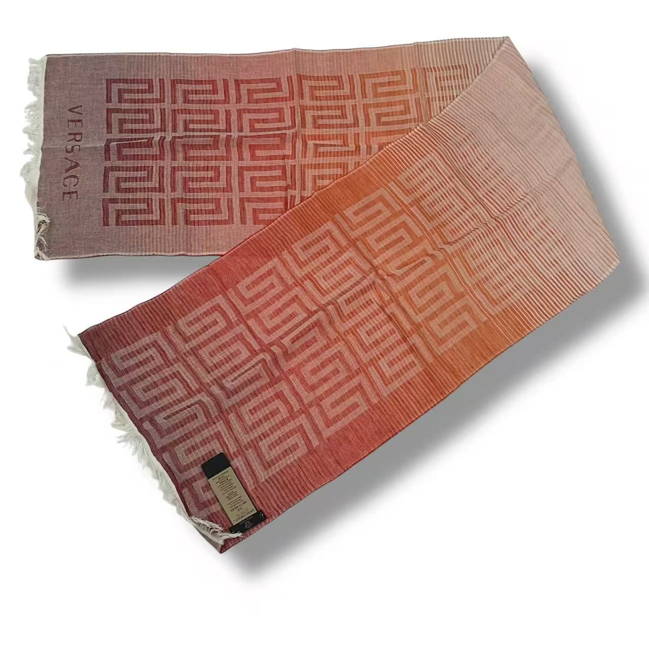 Versace Scarf Shawl Fringe Orange — view 4