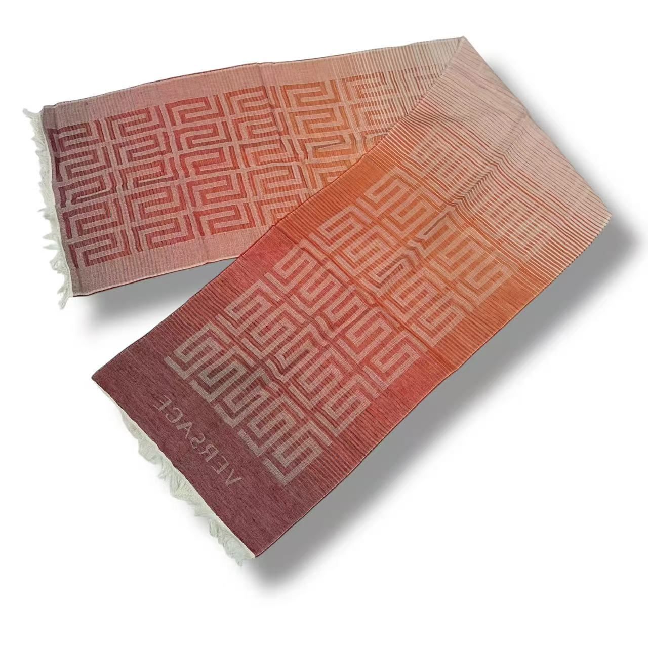Versace Scarf Shawl Fringe Orange — view 3