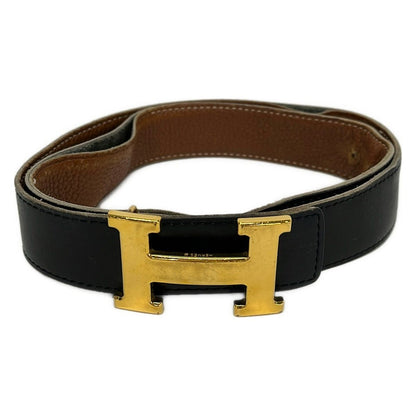Hermes Belt 90 Black Gold Leather