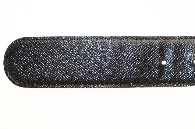 Bvlgari Leather Round Logo Buckle Silver Belt Black — view 5
