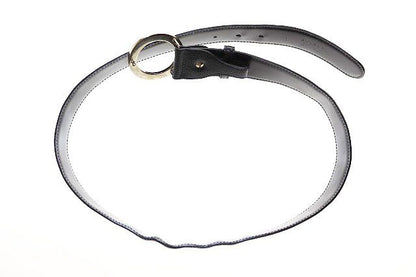 Bvlgari Leather Round Logo Buckle Silver Belt Black — view 8