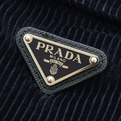 Prada Corduroy Overalls Fabric Navy Triangle Logo Shoulder Strap — view 7