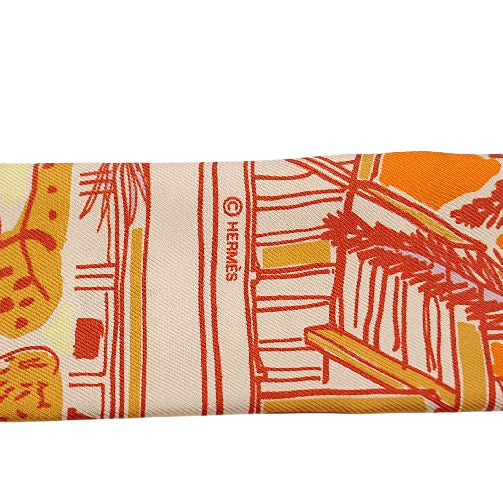 Hermes Twill Reil le Dete Summer Stripes Scarf — view 8