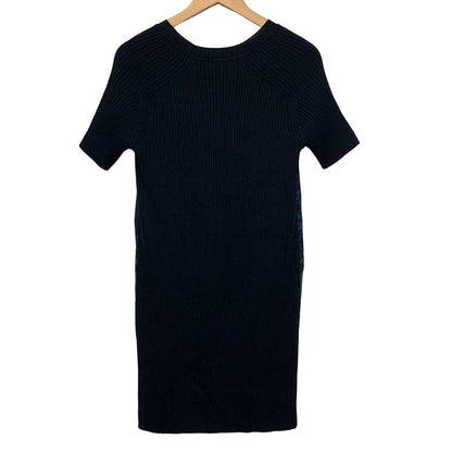 Louis Vuitton Dress S Dark Navy Green Multi Crew Neck Short Sleeve Knee Length — view 2