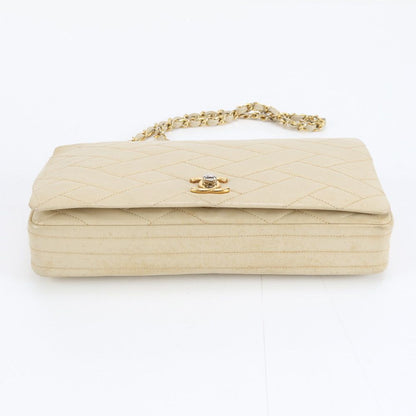Chanel Lambskin Chain Beige Leather Shoulder Bag Hand — view 6