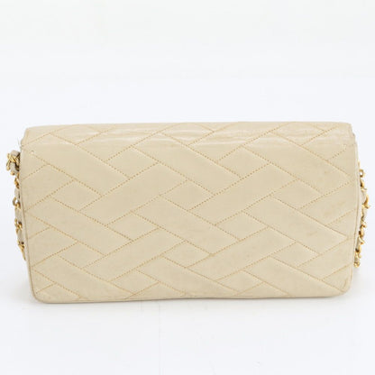 Chanel Lambskin Chain Beige Leather Shoulder Bag Hand — view 3
