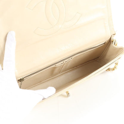 Chanel Lambskin Chain Beige Leather Shoulder Bag Hand — view 7