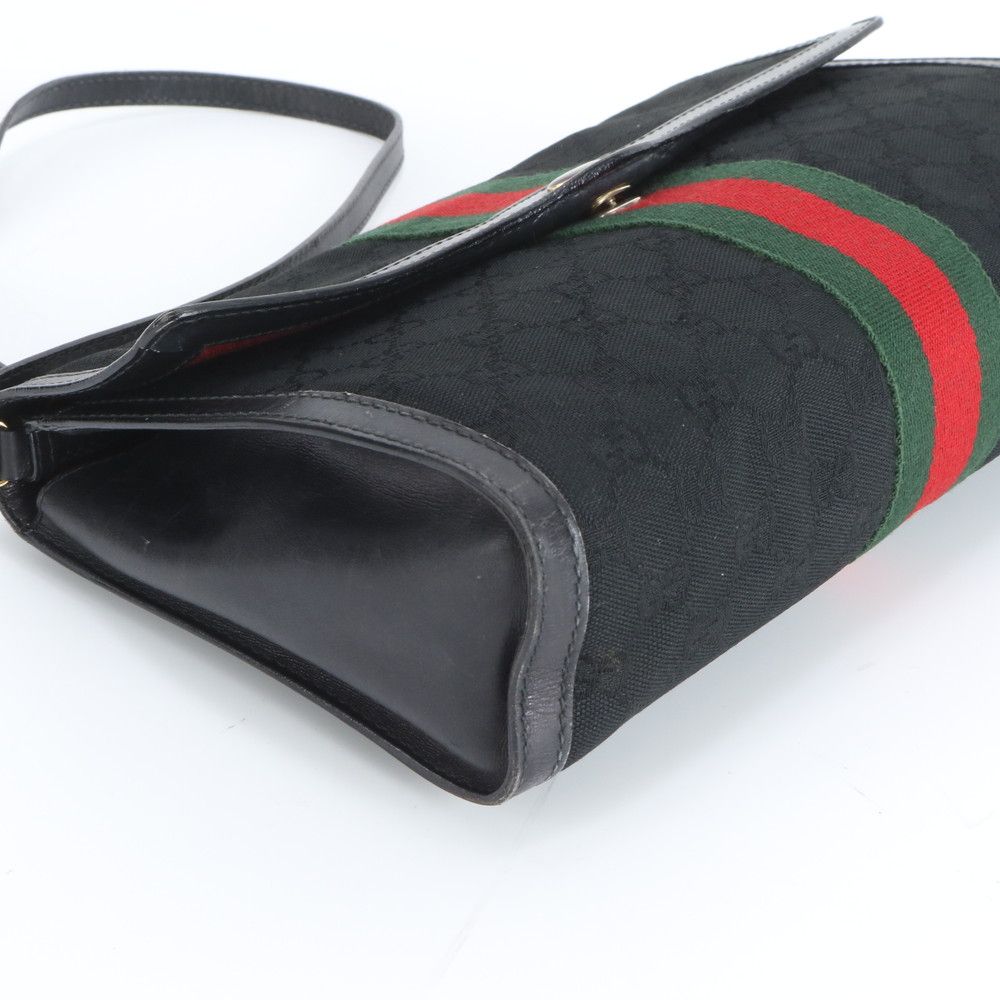 Gucci Vintage GG Canvas Sherry Line Leather Shoulder Bag Crossbody — view 4