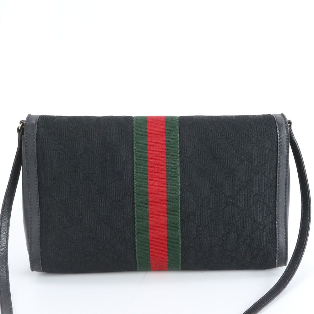 Gucci Vintage GG Canvas Sherry Line Leather Shoulder Bag Crossbody — view 3