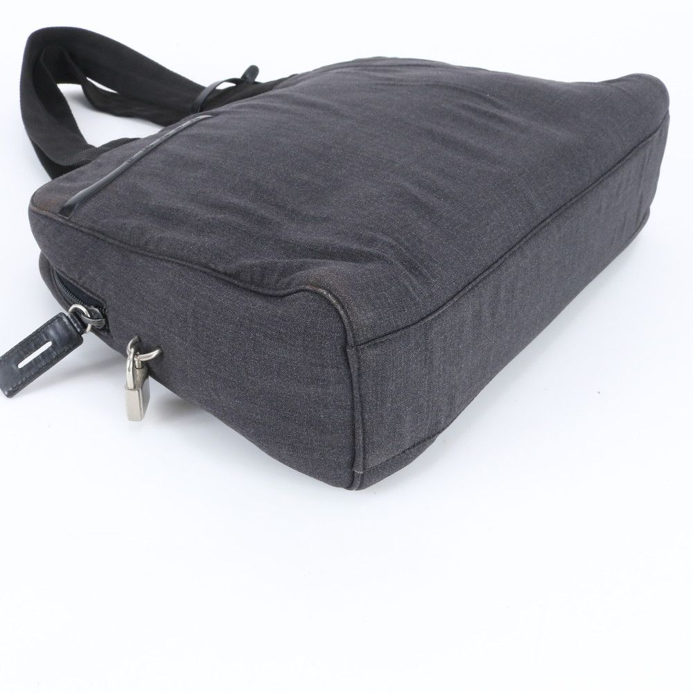 Prada Leather Canvas Tote Shoulder Hand — view 4