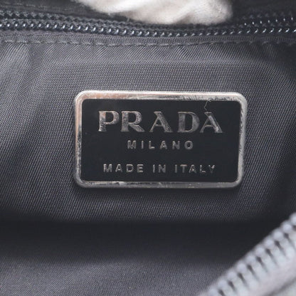 Prada Tessuto Nylon Triangle Logo Leather Shoulder Bag Crossbody Black — view 7