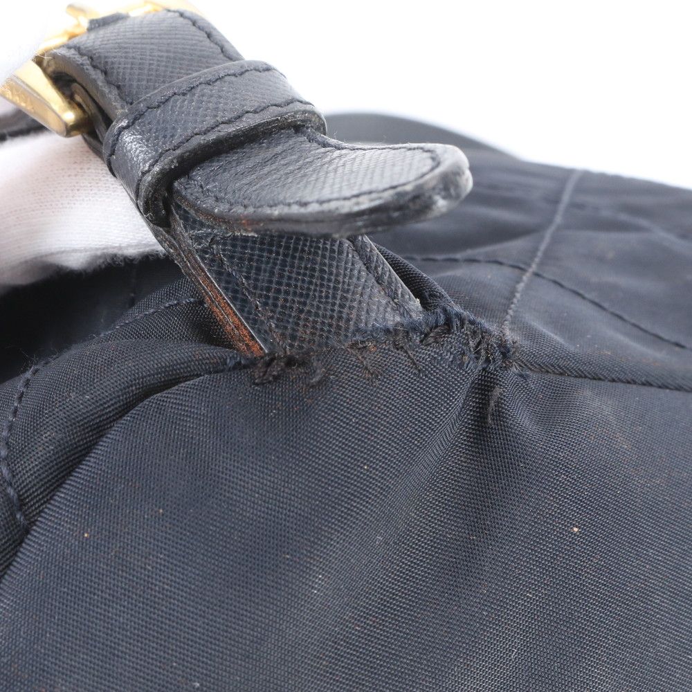 Prada Triangle Logo Tessuto Nylon Quilted Leather Backpack — view 9